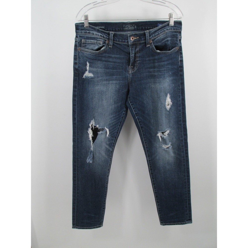 LUCKY BRAND Sienna Slim Boyfriend Jeans Women 8/29 Blue Denim Distressed Orta